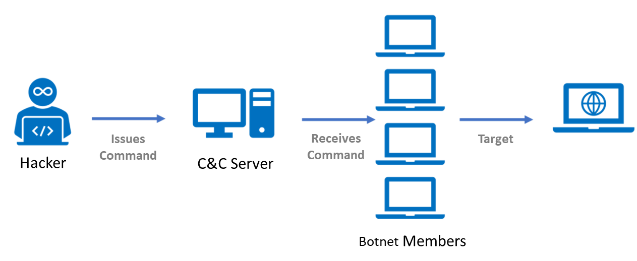 Once you’re a member of the botnet, the hacker can issue commands remotely at any time to carry out attacks.