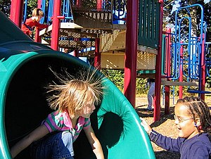 Example of the effect of static electricity on a child's hair.