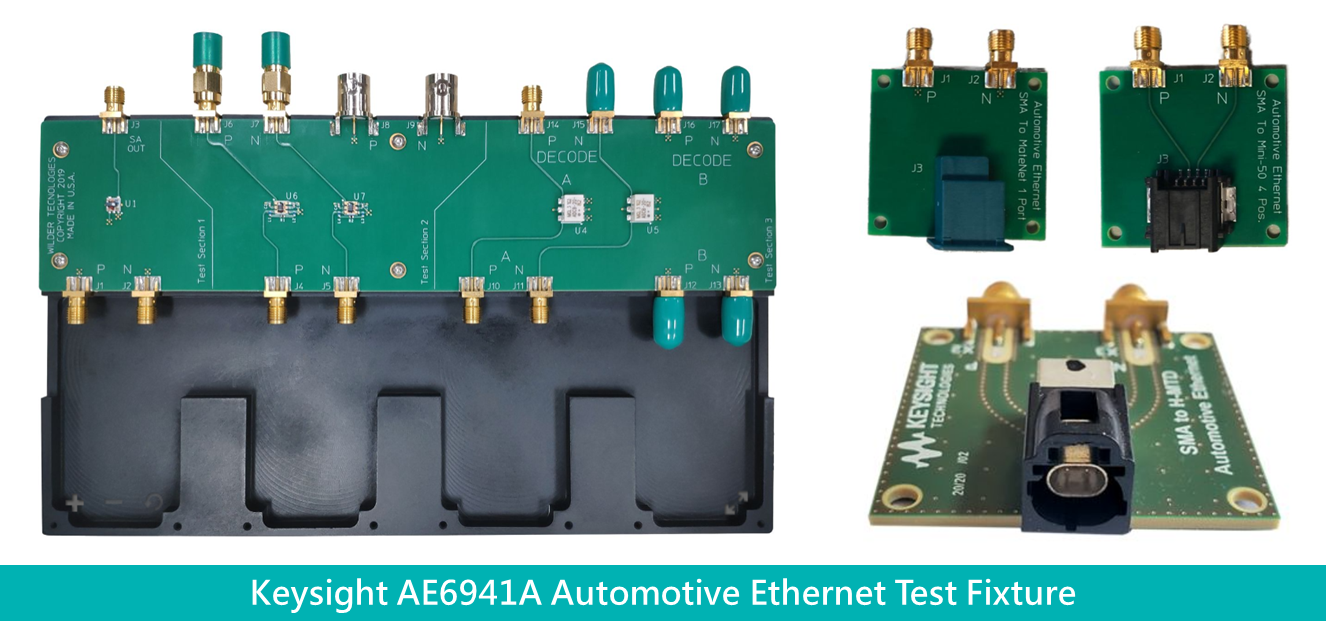 Keysight AE6941A Automotive Ethernet Test Fixture (including adapters for MateNet, Mini-50, and H-HTD connectors)